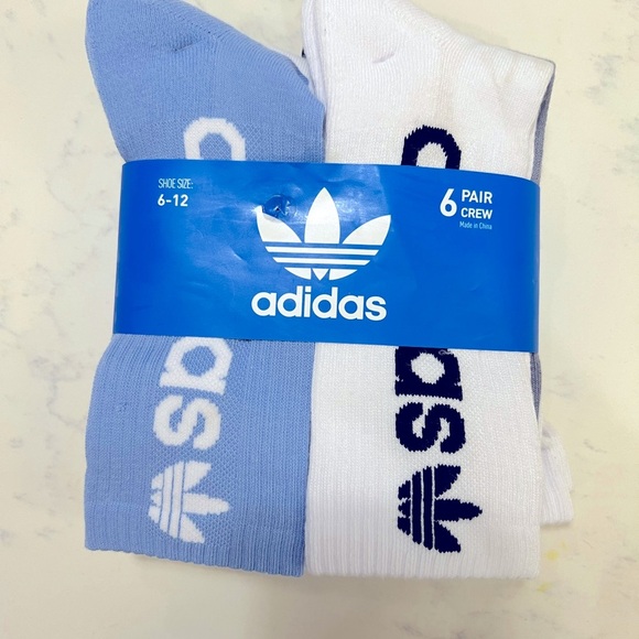 Adidas Men's Crew Socks - Blue and White - Picture 2 of 3